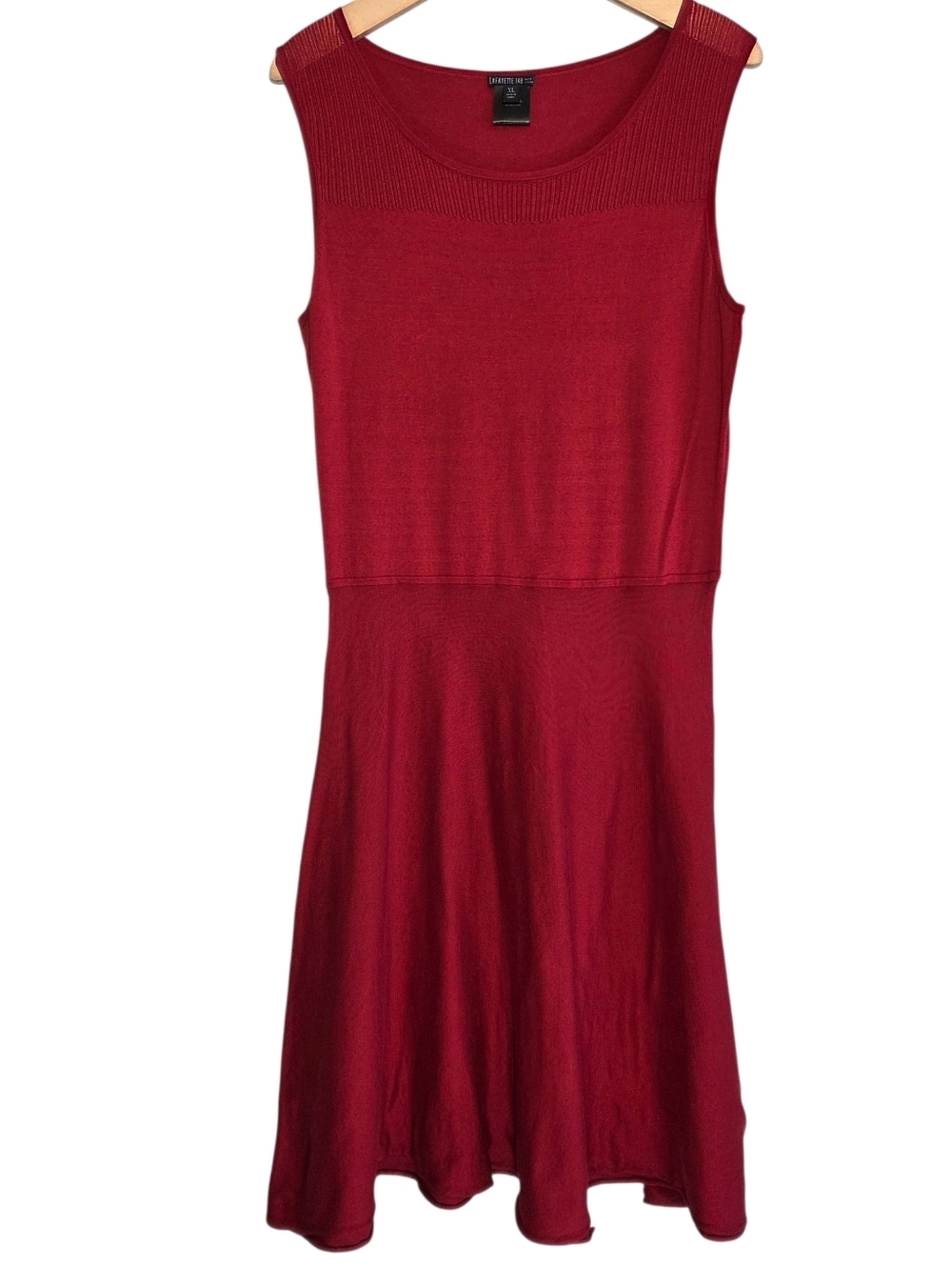 Lafayette 148 Sleeveless Red Poppy Knit Fit & Flare Dress Work Office Career XL